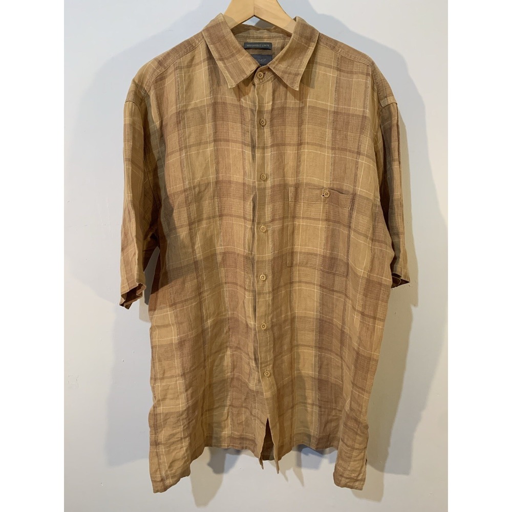 Bruno XL Washable Linen Tan Brown Plaid Tropics